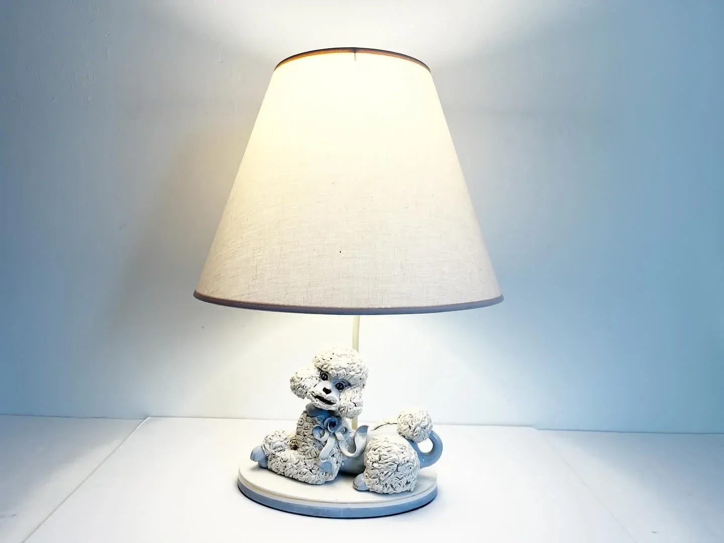 1950s French Poodle Lamp & Shade | Chairish
