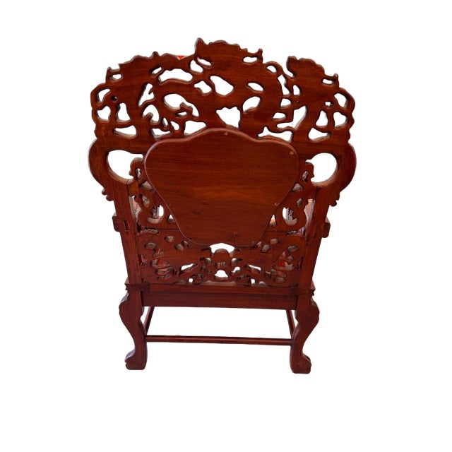 Antique Chinese Rosewood Dragon Armchair – Peranakan Style Carved Chair With Marble Insert, C. Late 19th or Early 20th Century For Sale In Miami - Image 6 of 16