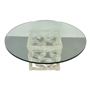 Art Deco Lalique Style Glass Top Coffee or End Table.
