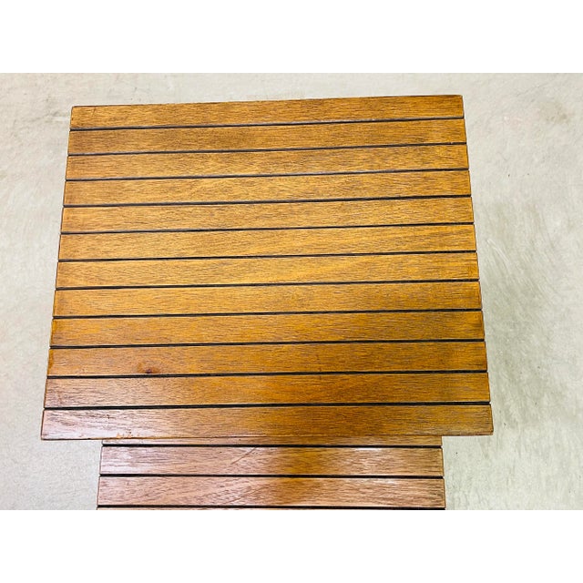 Brown Vintage 1960s Walnut Wood Nesting Tables, Pair For Sale - Image 8 of 10