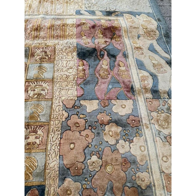 Vintage Chinese Art Deco Silk Rug, 1990s For Sale - Image 14 of 18