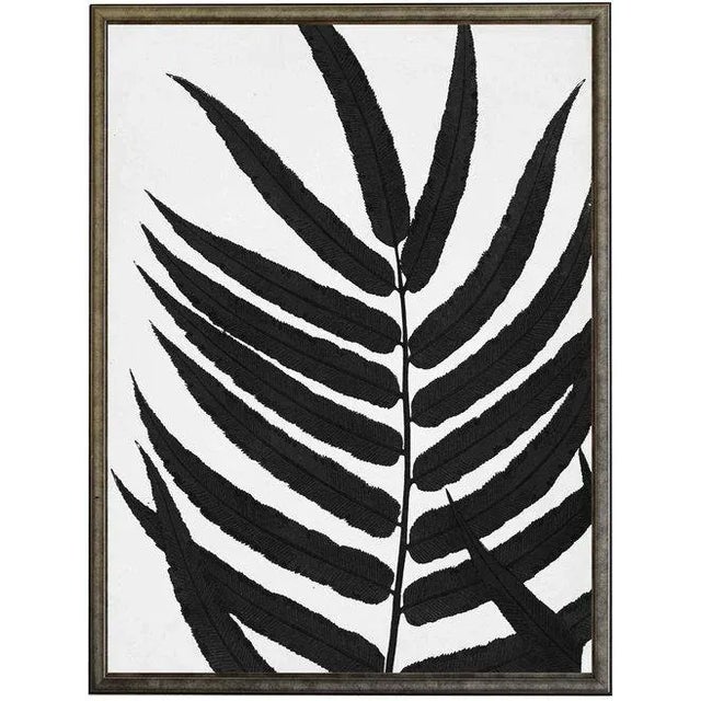 Illustration Black Cropped Leaves in Silver & Black Shadowbox For Sale - Image 3 of 3