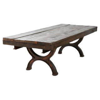 Coffee Table in Cast Iron and Wood For Sale