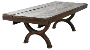Coffee Table in Cast Iron and Wood