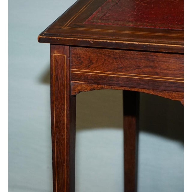 Victorian Ladies Writing Desk with Inlay and Leather For Sale - Image 4 of 18