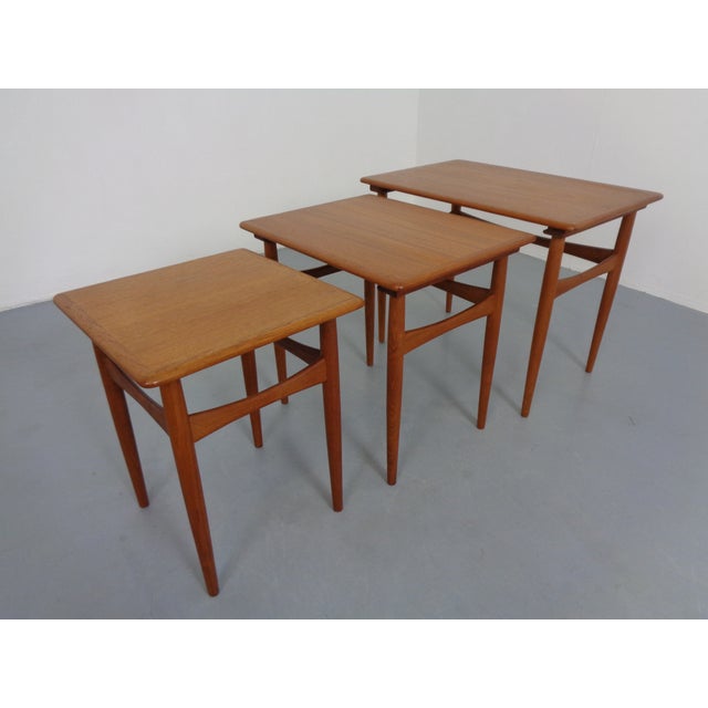 Vintage Teak Nesting Tables by Kai Kristiansen for Skovmand & Andersen, 1960s, Set of 3 For Sale - Image 4 of 18