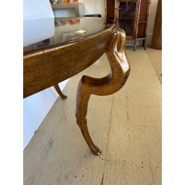 Faux Gold Leaf & French Polished Demilune Console For Sale - Image 11 of 11