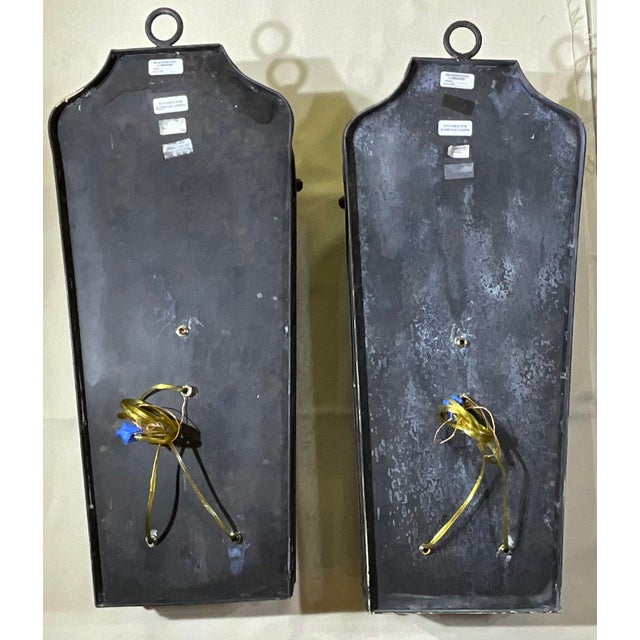 Large Exceptional Pair of Hand-Forged Iron Wall Lanterns Architectural Sconces For Sale - Image 11 of 17