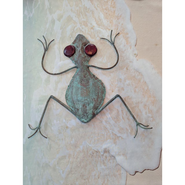 Metal 1980s Vintage Brutalist Torch-Cut Patinated Copper Frog Wall Sculpture For Sale - Image 7 of 12