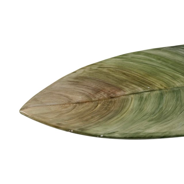 Mid 20th Century Large Italian Hand Painted Banana Leaf Ceramic Platter For Sale - Image 4 of 6