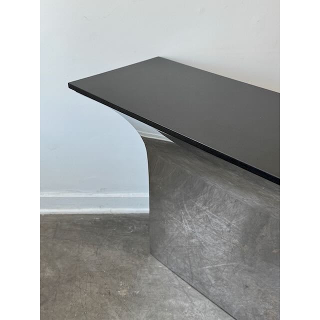 1980s Sally Sirkin Lewis Style Steel & Granite Console Table For Sale - Image 9 of 14