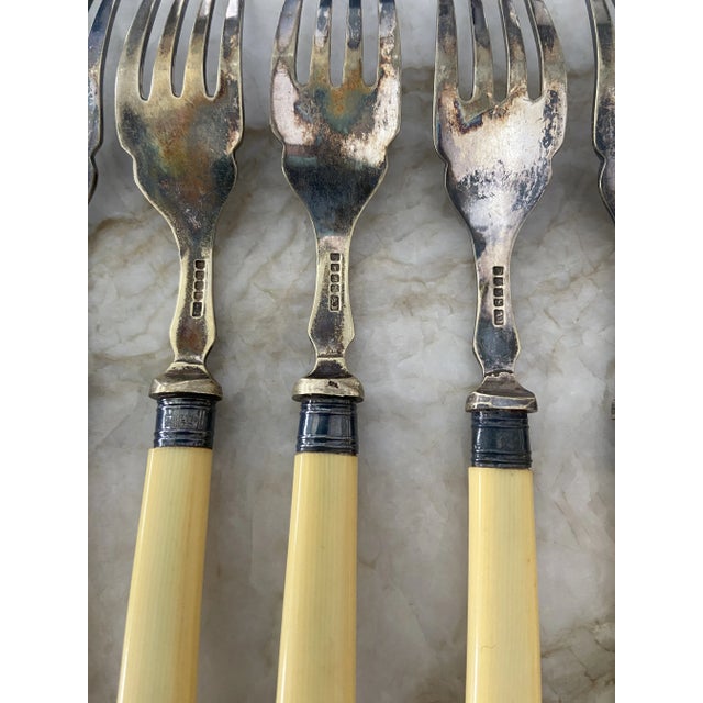 Sheffield Silver Co. Antique English Silverplate Sheffield Fish Knife and Fork Set- 12 Pieces For Sale - Image 4 of 6