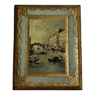 Vintage Florentine Small Wooden Plaque For Sale