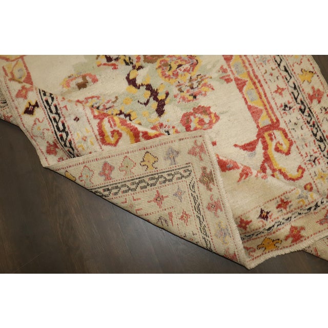 Textile Antique Zabihi Collection Ivory Turkish Ghiordes Rug For Sale - Image 7 of 7