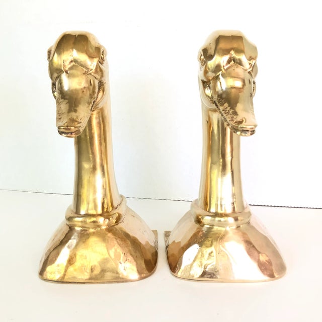 English "Made in Spain" Polished Brass Mother Goose Bookends 10" For Sale - Image 3 of 5