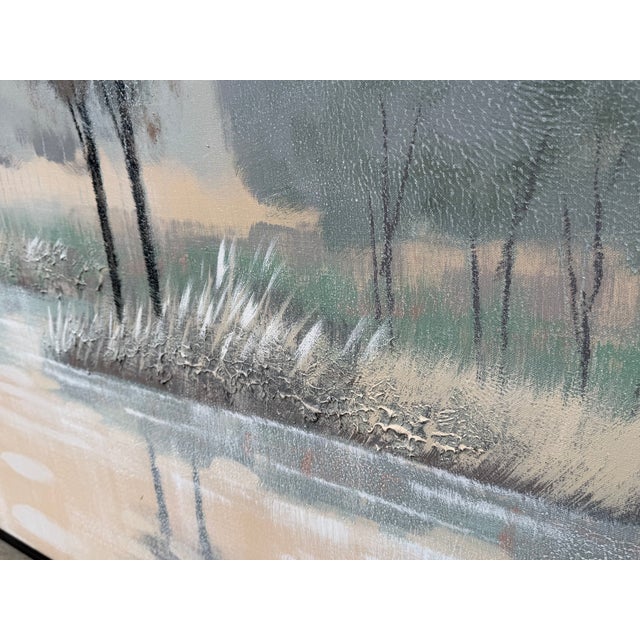Vintage Lee Reynolds “Tranquil Moon” Vanguard Studios Landscape Painting | Large Textured Impasto Canvas | 60” X 48” For Sale - Image 6 of 10