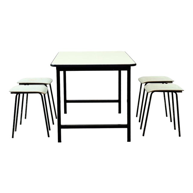 Vintage Kelko Table Set with Lacquered Stools, 1960s, Set of 5 For Sale