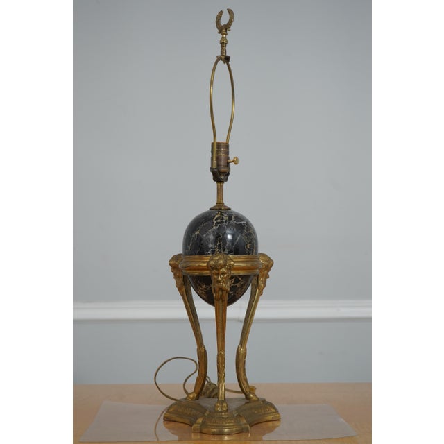 Traditional Vintage Regency Bronze & Marble Table Lamps - Pair For Sale - Image 3 of 12