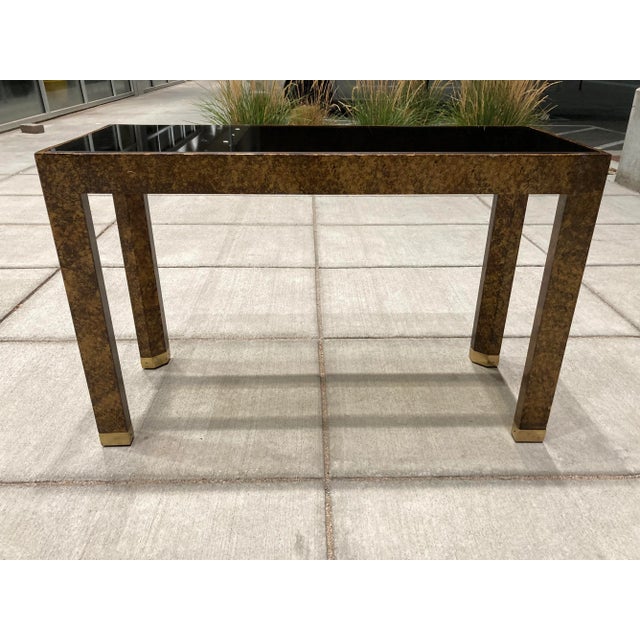 Mid-Century Modern Henredon Faux Tortoise Shell Parsons Console Table For Sale - Image 10 of 13