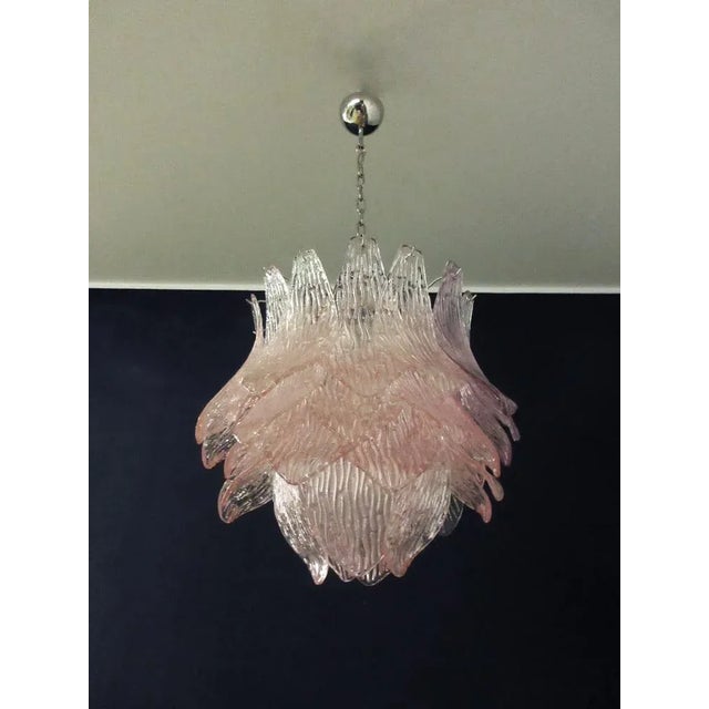 Vintage Italian Murano Glass Chandelier with 38 Pink Glasses For Sale - Image 4 of 18