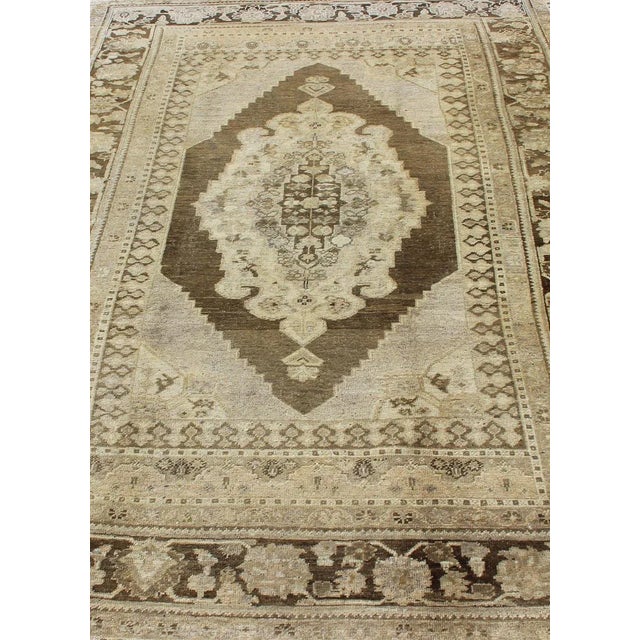 Vintage Turkish Oushak Rug in Brown/Green, Taupe and Neutral Colors For Sale - Image 4 of 11