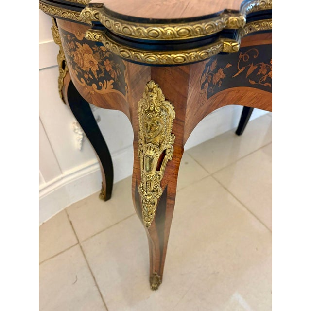 Antique French Louis XV Style Kingwood Marquetry Card or Console Table, 1860s For Sale - Image 11 of 18