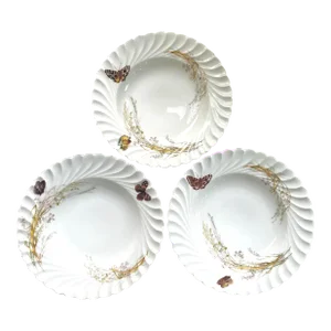 Limoges Haviland Meadow Visitor Butterfly Porcelain Bowls, Late 19th Century