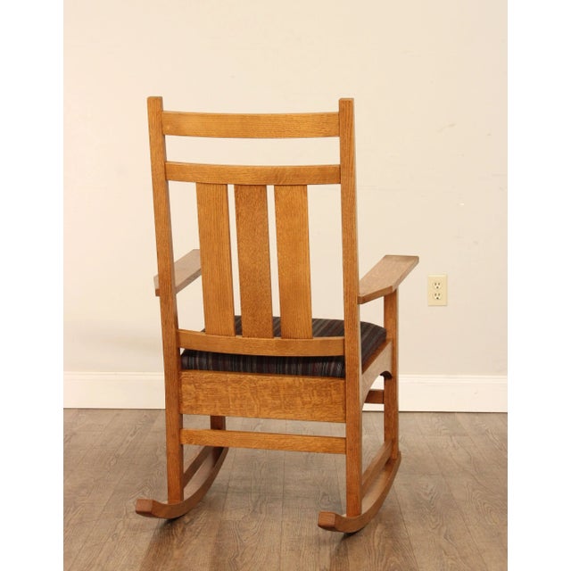 Stickley Mission Collection Harvey Ellis Oak Rocking Chair For Sale - Image 9 of 12