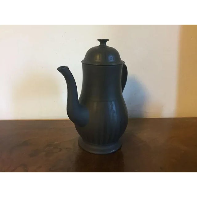 Antique 18th Century English Wedgwood Black Basalt Engine Turned Coffee Pot For Sale - Image 10 of 11