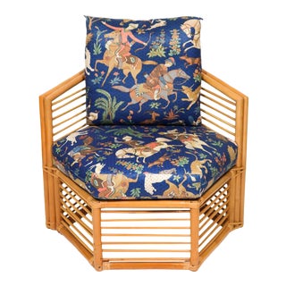 Walters Wicker Bamboo Rattan Hexagonal Chair For Sale