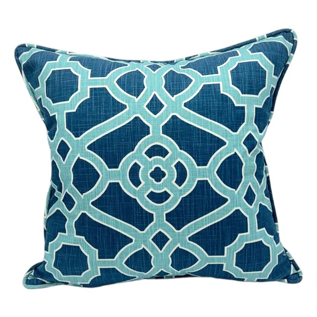 P. Kaufmann Tile Decorative Pillow Cover 18"x18" For Sale