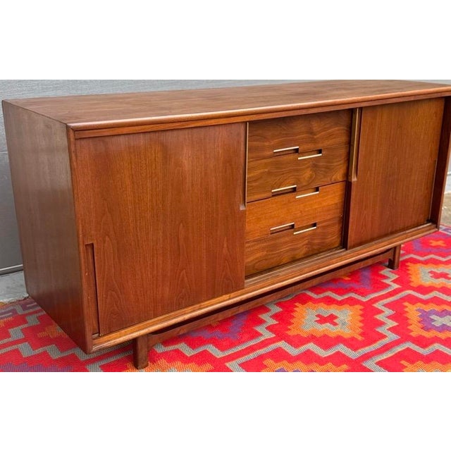 Mid Century Walnut and Brass Dresser, Credenza by Designer Merton Gershun for Cavalier For Sale - Image 9 of 18