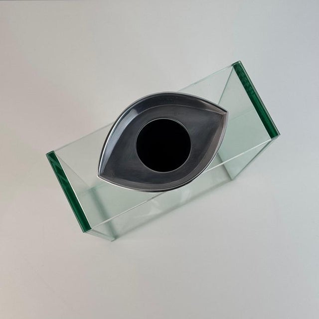 Twisted Tornado Flower Vase in Aluminum and Glass from Lisa Mori, Italy, 1980s For Sale - Image 4 of 12