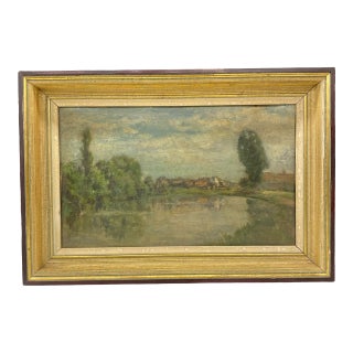Early 20th Century Landscape Oil Painting by Mathieu Thirionet (1860–1937) For Sale