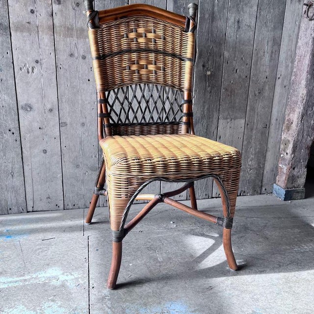 Vintage Wicker and Bamboo Bedroom Chair For Sale - Image 3 of 7