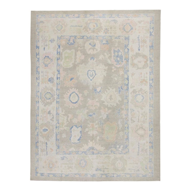Modern Turkish Oushak Rug 8'11" x 11'6" For Sale