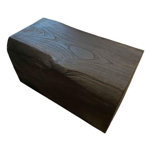 Andrianna Shamaris Charred Teak Wood Log Bench or Coffee Table For Sale