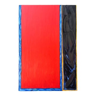 Vintage Monumental 1984 Original Geometric Abstract Oil on Canvas For Sale