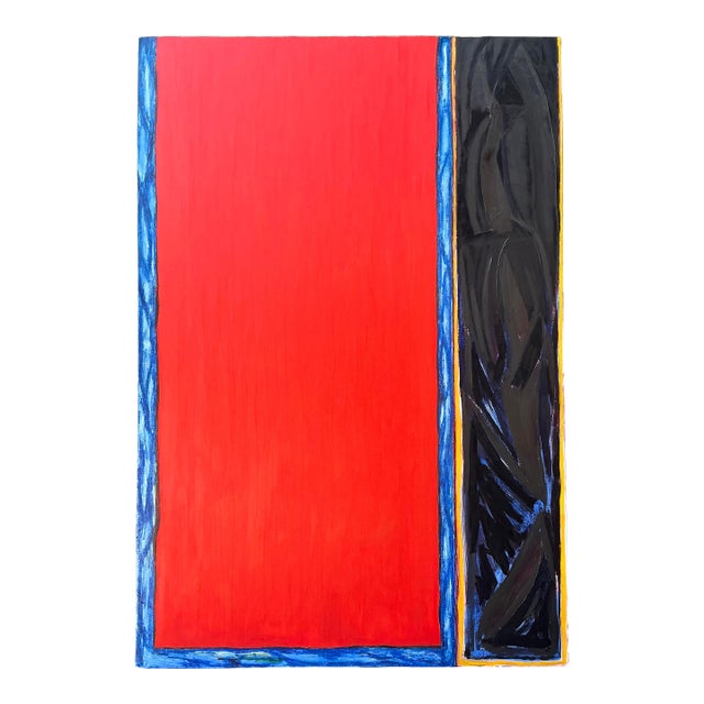 Vintage Monumental 1984 Original Geometric Abstract Oil on Canvas For Sale