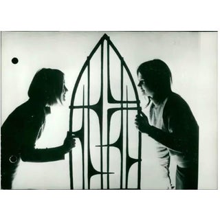 1968 Photograph of Two Artists and Their Work For Sale