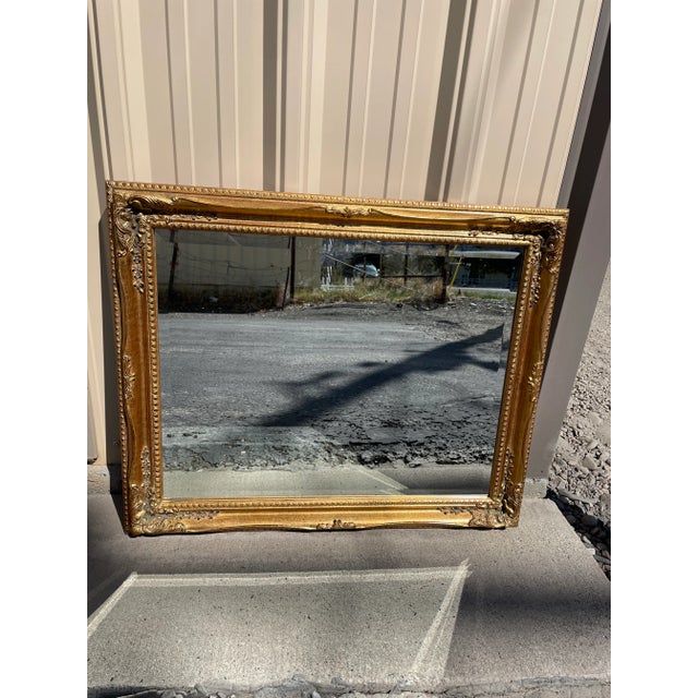 Traditional Vintage Ornate Gold Framed Beveled Mirror For Sale - Image 3 of 9