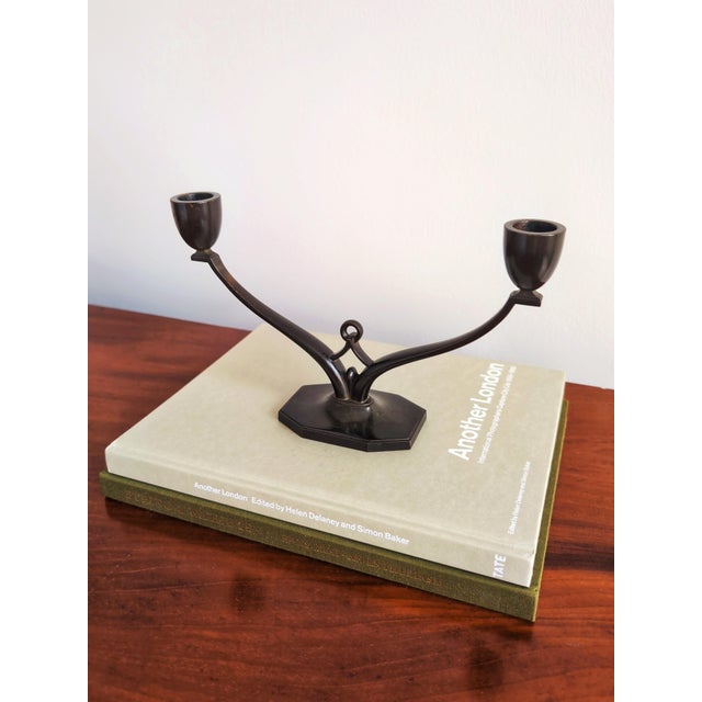 Brown Art Deco Bronze Candelabra from Just Andersen, 1930s For Sale - Image 8 of 17