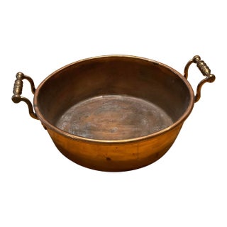 1800’s Vintage Copper Pot With Handles and Rolled Edge For Sale