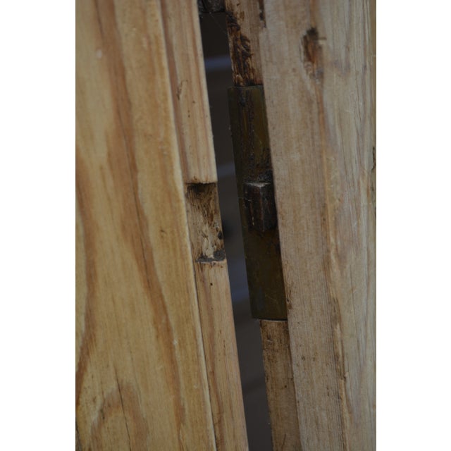 Vintage Rustic Washed Pine Tall Narrow Tri Folding Panel Door or Shutter - Pantry For Sale - Image 16 of 17