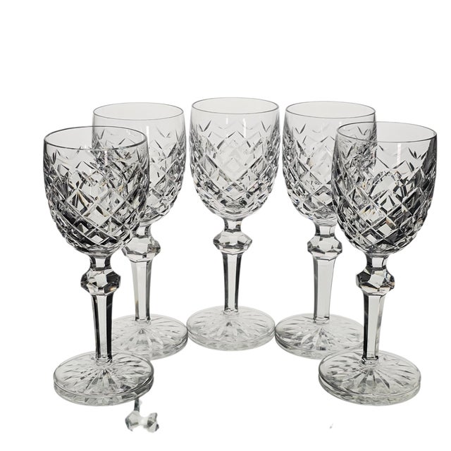 Late 20th Century Waterford Powerscourt Crystal Wine Glasses - Set of Five For Sale - Image 11 of 14