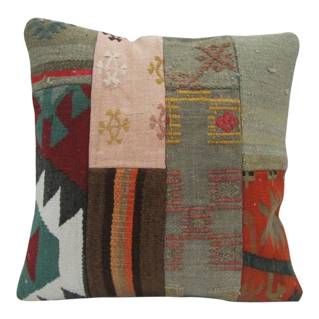 Handmade Patchwork Kilim Pillow Cover For Sale