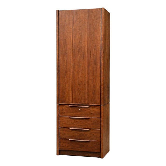1960s Walnut Tall Armoire Dresser by Barzilay For Sale