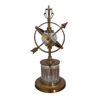 Quality Brass & Crystal Sphere & Arrow Art Sculpture For Sale