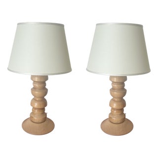 Wooden Lamps, 1970s, Set of 2 For Sale