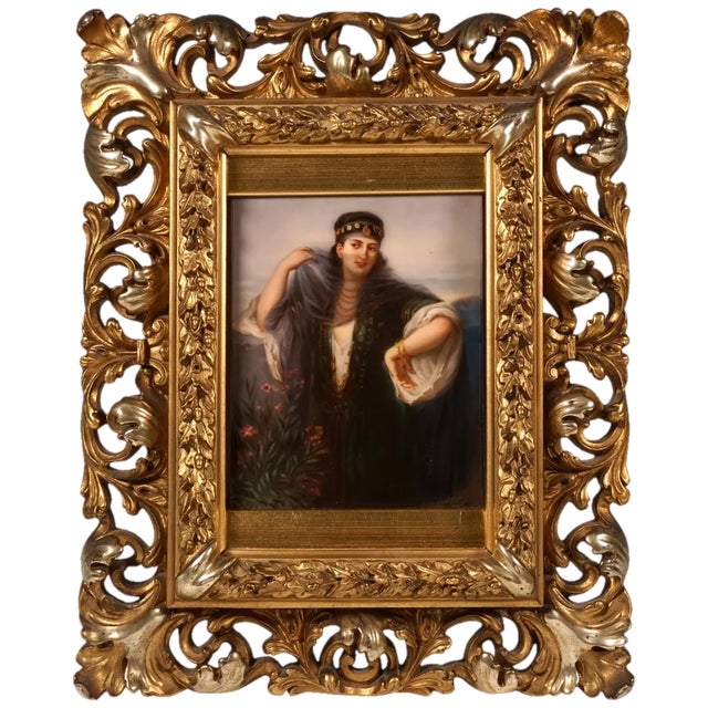 Porcelain Plaque with Portrait of a Girl in Veil from KPM Berlin, 1830s For Sale